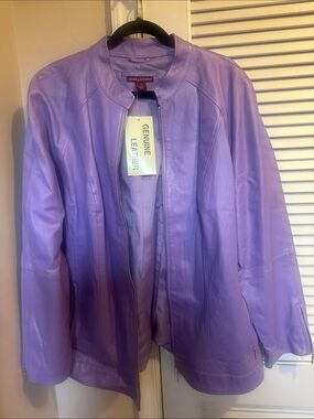 Jessica London Lavender Purple Genuine Leather Jacket - Women's
